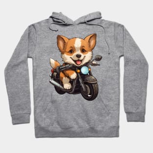 Cartoon Dog Rides Motorcycle to Fun Hoodie